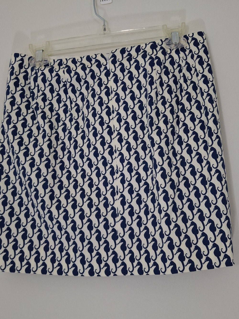 J. Crew Navy and White Seahorse-Pattern Mini Skirt, Size 2 - Picture 6 of 7